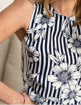 Robe à rayures fleuries gipsy - Boutique L'anana(s)