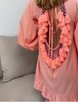 Robe dos nu avec pompons hippie - Boutique L'anana(s)