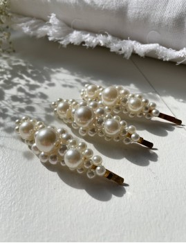 Barrette pince grosses perles blanche - Boutique l'ananas