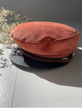 Casquette en velours orange côtelé - Boutique l'ananas