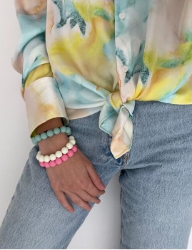 Bracelet en perles rose hippie - Boutique L'anana(s)