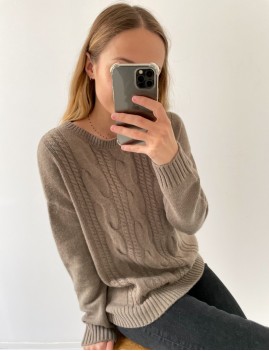Pull tressé beige - Boutique L'ananas