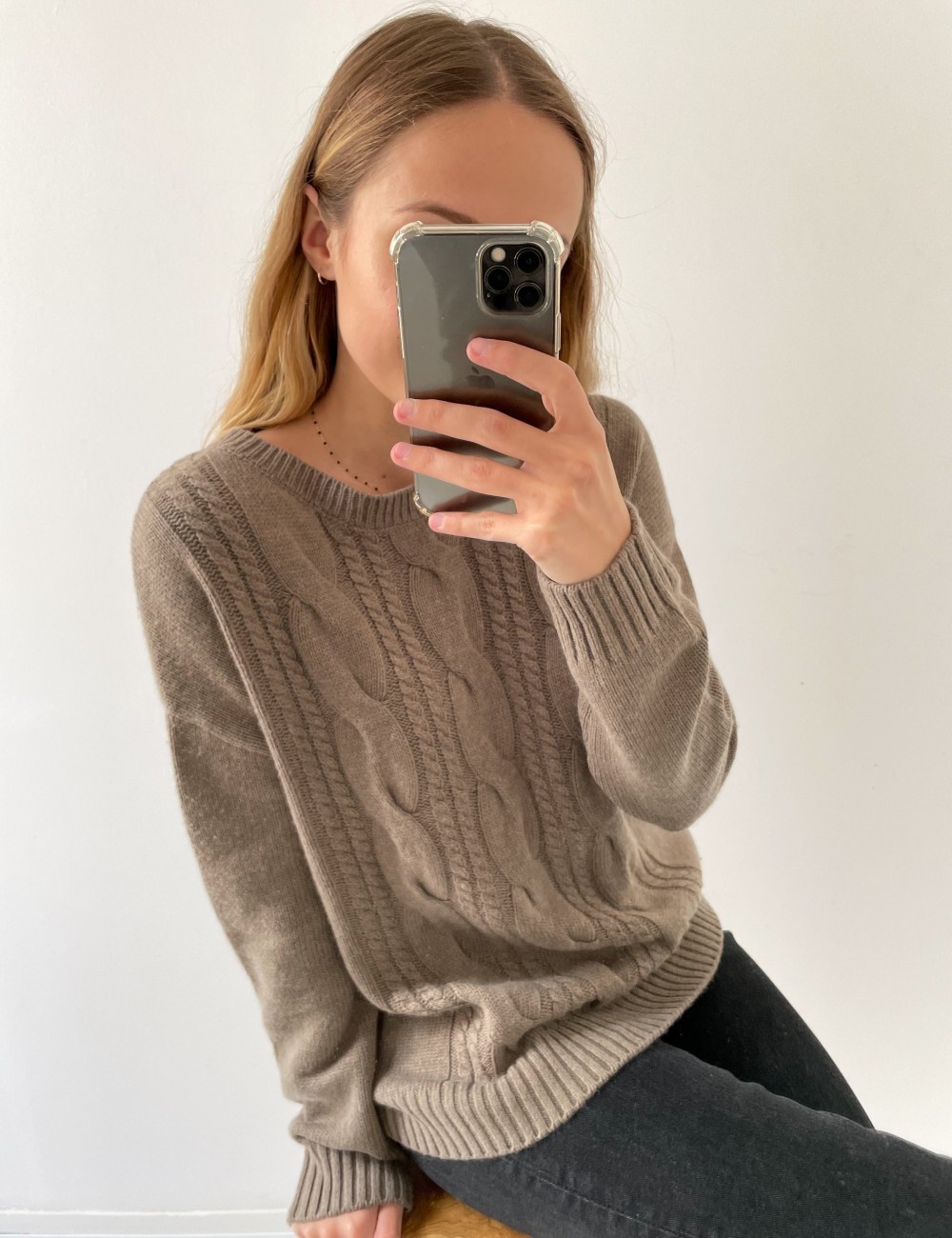 Pull tressé beige - Boutique L'ananas