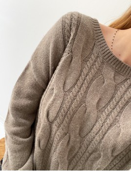 Pull tressé beige bohème - Boutique L'ananas