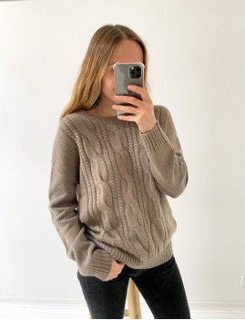 Pull tressé beige boho - Boutique L'ananas