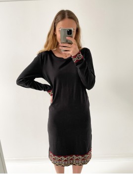 Robe noire brodée hippie - Boutique L'ananas