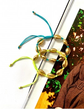 Bracelet coquillages dorés hippie CAURI - Boutique L'anana(s)