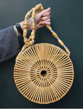 Grand panier rond en bois ajouré - Boutique l'ananas