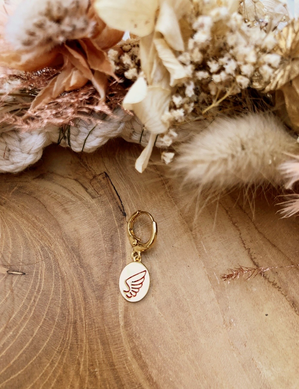 Boucle d'oreilles doré aile MONO AILE hippie - Boutique L'anana(s)