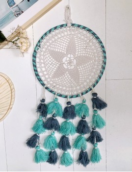 Attrape-rêve pompons déco bohème - Boutique L’anana(s)