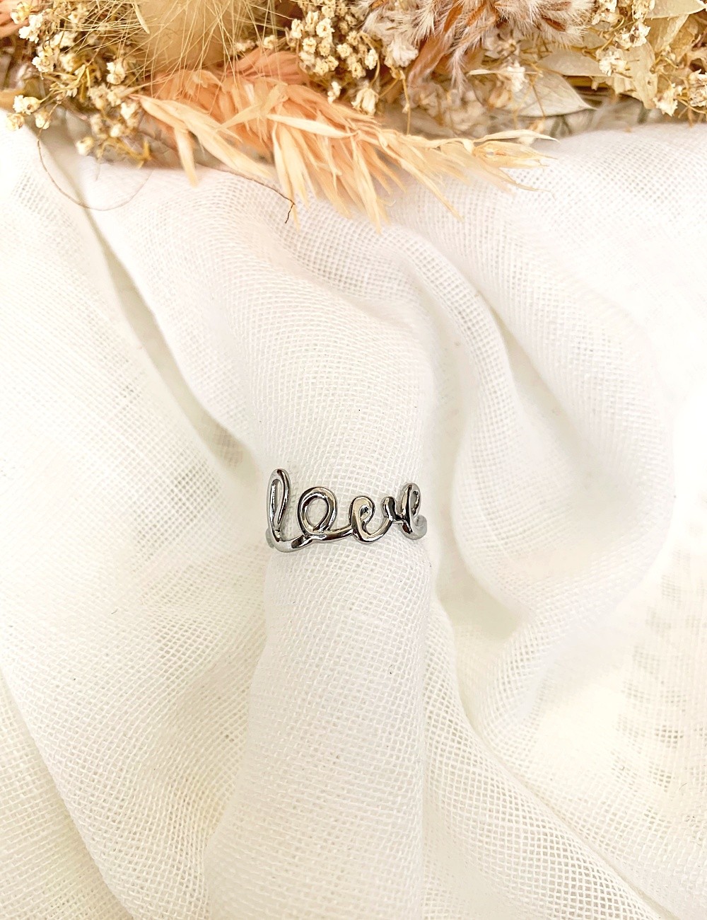 Bague love argentée - Boutique l'ananas