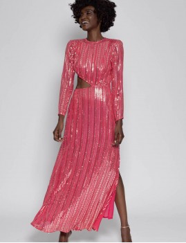 Robe longue brodée sequins - Boutique l'ananas
