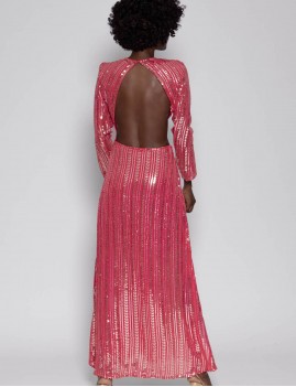 Longue robe sequins rose - Boutique l'ananas