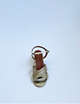 sandales à talon dorées - boutique l'anana(s)