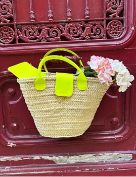 Sac panier jaune en cuir - Boutique l'anana(s)