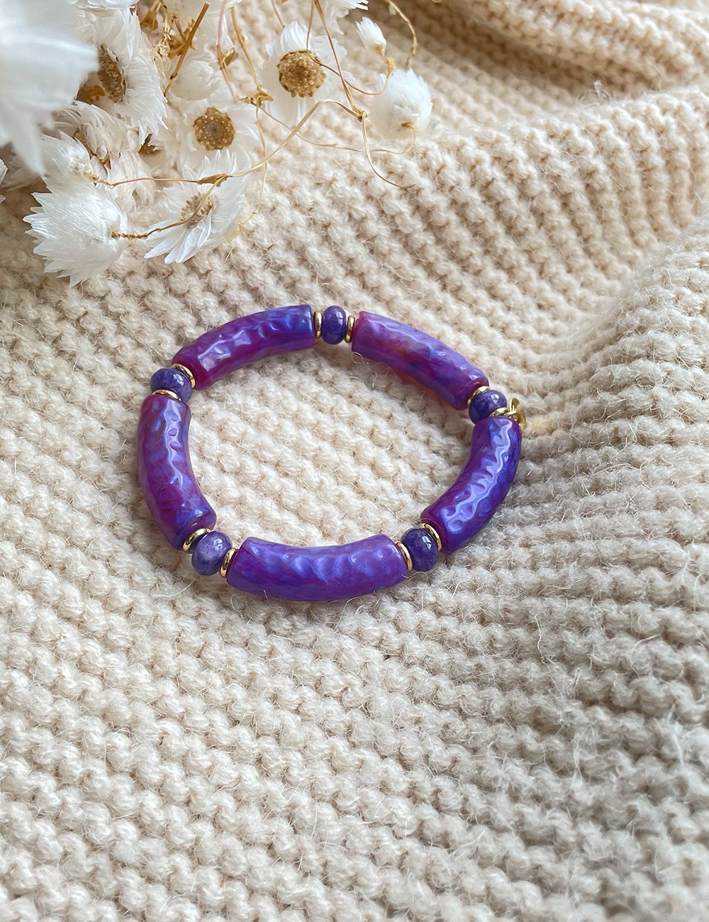 Bracelet résine violet
