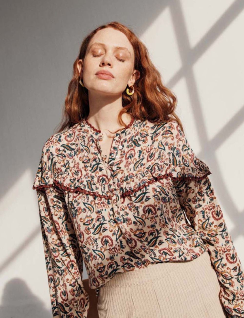 Blouse à motif beige gipsy - Boutique l'anana(s)