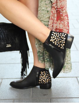 Boots en cuir cloutées gypsy rock - Boutique l'ananas