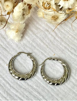 Boucles d'oreilles créole bohème argenté - Boutique L'anana(s)