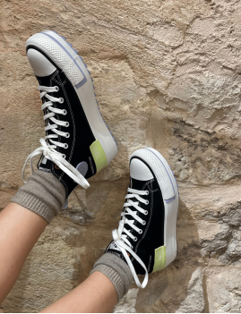 baskets noires montantes en toile - Boutique L'aNana(s)