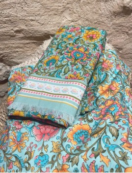 Paréo boho bleu à fleurs LOUISE MISHA - Boutique L'aNana(s)
