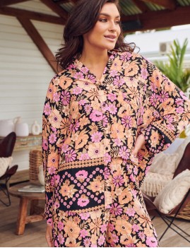 chemise motifs noir et orange gipsy - Boutique L'aNana(s) - jaase bordeaux