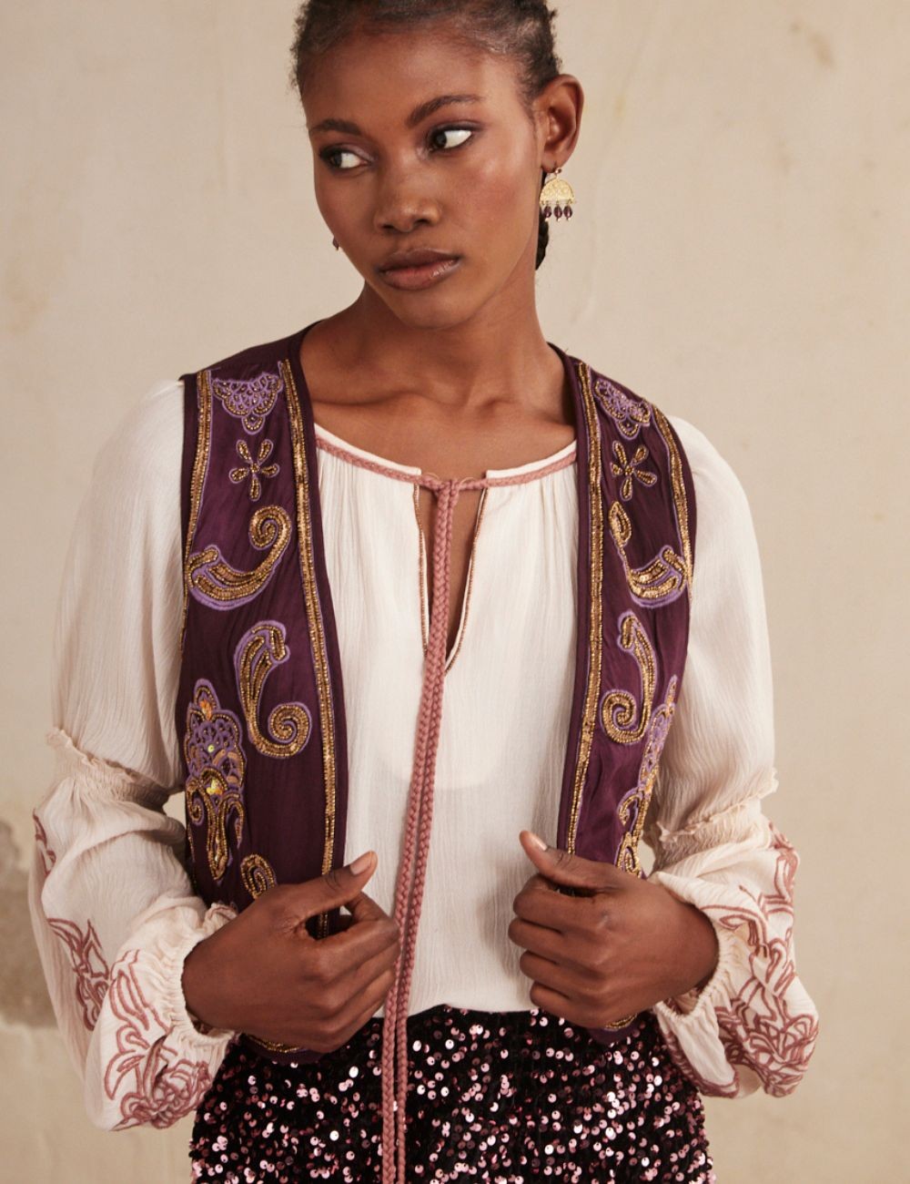 Gilet sans manches brodé CHANDRA NEKANE - Boutique L'anana(s)