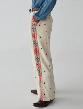 Pantalon broderies chauqes côtés bohème MAISON HÔTEL - Boutique L'anana(s)