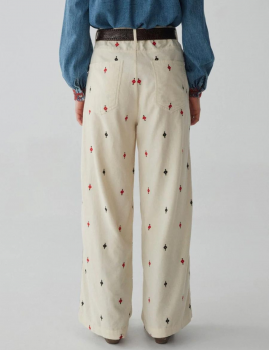 Pantalon blanc et rouge ceinturé bohème MAISON HÔTEL - Boutique L'anana(s)