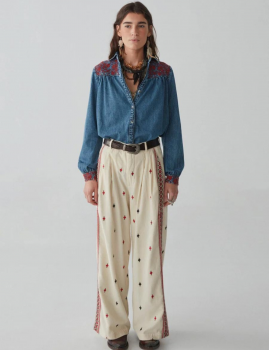 Pantalon blanc et rouge bohème MAISON HÔTEL - Boutique L'anana(s)