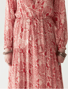 Robe longue d'été femme rouge IRENE maison hotel - Boutique L'ananas