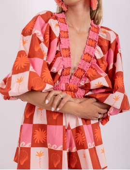 Combie short rose boho ALICIA Sundress - Boutique l'ananas