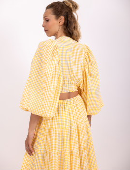 Top à carreaux jaune bohème ALICIA Sundress - Boutique L'ananas