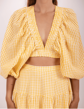 Top manches longues jaune bohème ALICIA Sundress - Boutique L'ananas