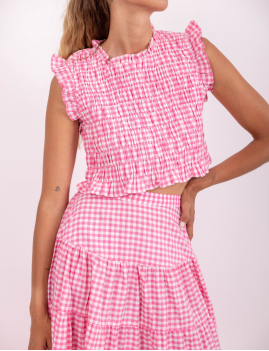 Haut smocké rose femme MALONE Sundress - Boutique L'ananas