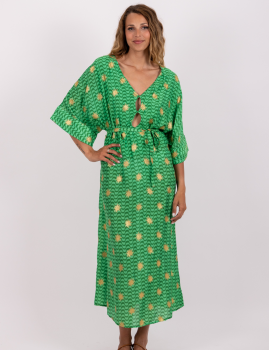 Robe longue bohème verte LEANDRE Sundress - Boutique L'ananas