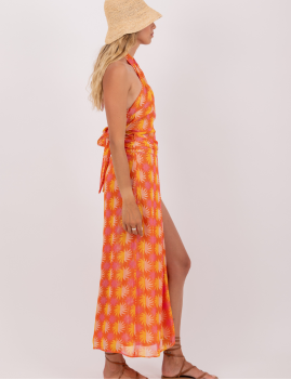 Jupe longue femme orange rose  NANCY Sundress - Boutique l'ananas