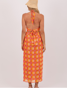 Jupe longue de plage orange  NANCY Sundress - Boutique l'ananas