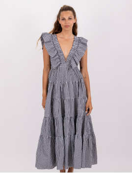 Robe longue vichy noir SHANDRANI Sundress - Boutique l'ananas