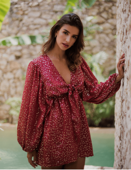Robe décolleté rouge sequins SIA Sundress - Boutique L'ananas