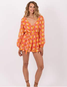 Combi short orange FLEUR Sundress - Boutique l'ananas