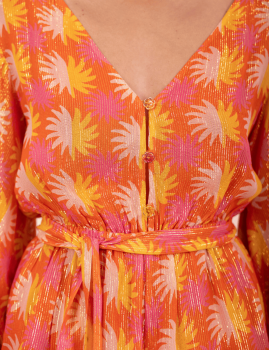 Combi short orange femme FLEUR Sundress - Boutique l'ananas