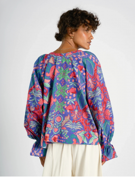 Blouse fleurie boheme ARRIAGA Rhum Raisin - Boutique L'aNana(s)