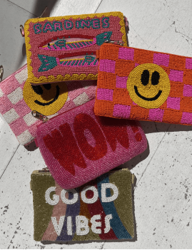 Pochette en perlage boho chic smiley PAULETTE loffs - boutique l'ananas