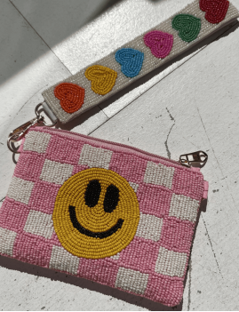 Pochette en perlage boho chic smiley PAULETTE loofs - Boutique L'aNana(s)