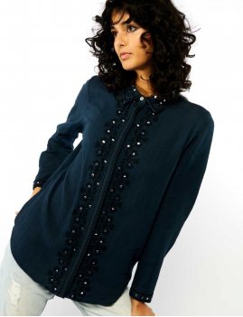 Chemise bohème brodée de miroirs MALA WILD - Boutique L'aNana(s)