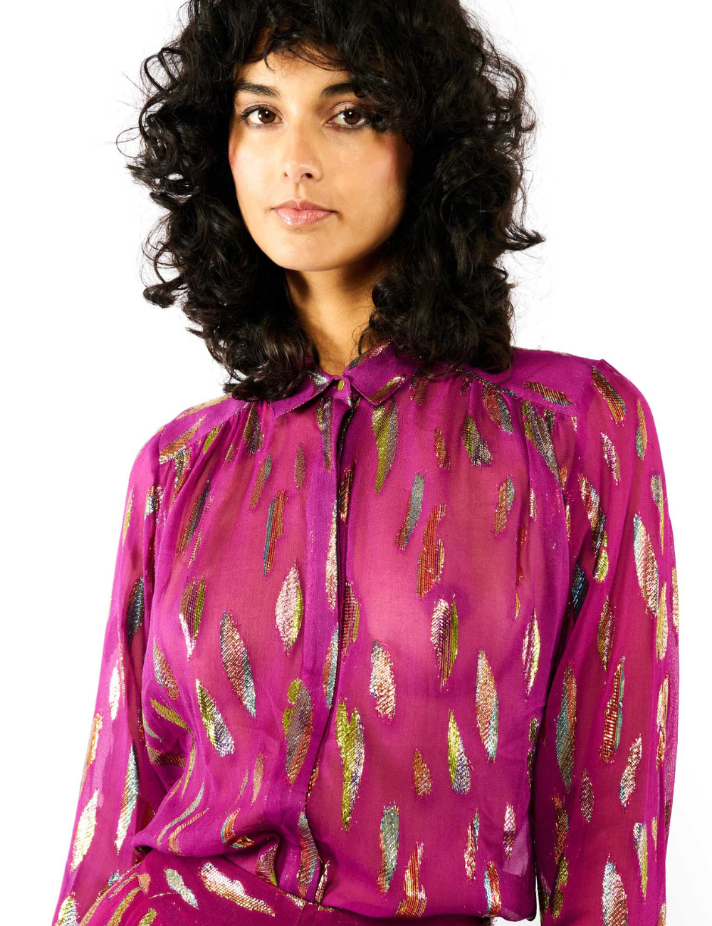 Chemise bohème fushia reflets dorés RAFAELLA WILD - Boutique L'aNana(s)