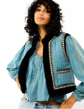 Gilet brodé bohème sans manches ISCO WILD - Boutique L'aNana(s)