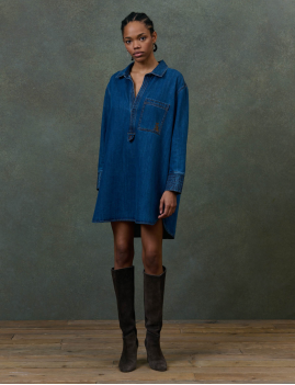 Robe courte bohème en jean SIANA Louise Misha - Boutique L'aNana(s)