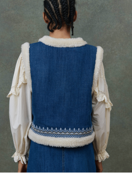 Gilet sans manches reversible  bohème effet fourrure FIGARA Louise Misha - Boutique L'aNana(s)